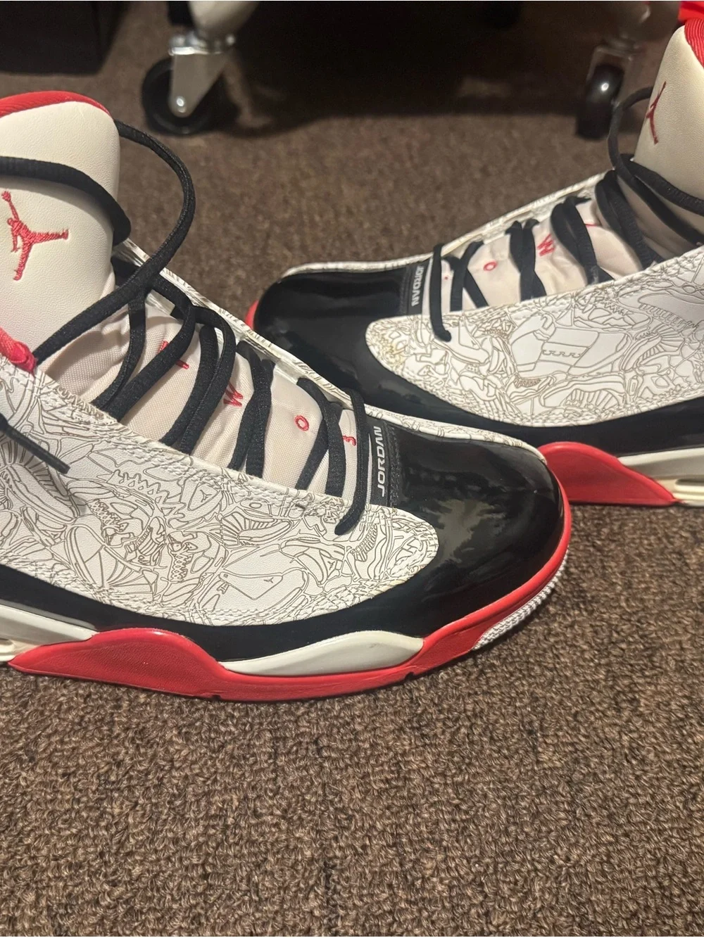Jordan Dub 0s Red Black & White Size 11.5
